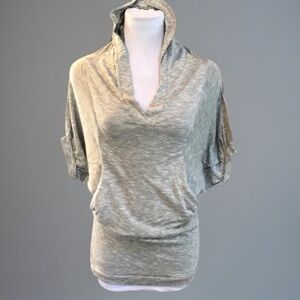 BoHo URBAN CHIC S WILLOW Gray Body Hug Hooded Hoodie Top Blouse Top